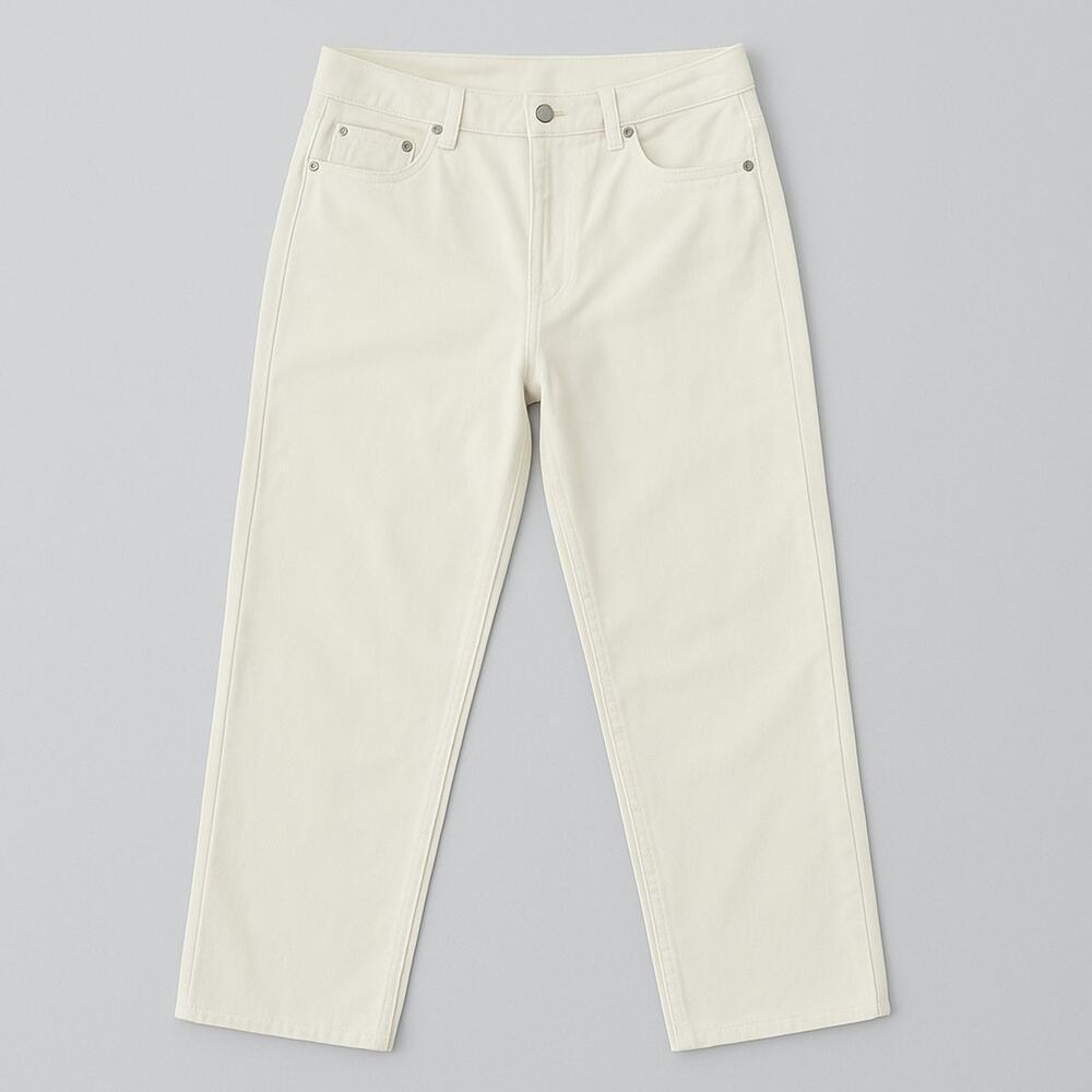 BRAND NEW! EILEEN FISHER COTTON VELVETEEN STRAIGHT LEG JEANS Beige SIZE 12